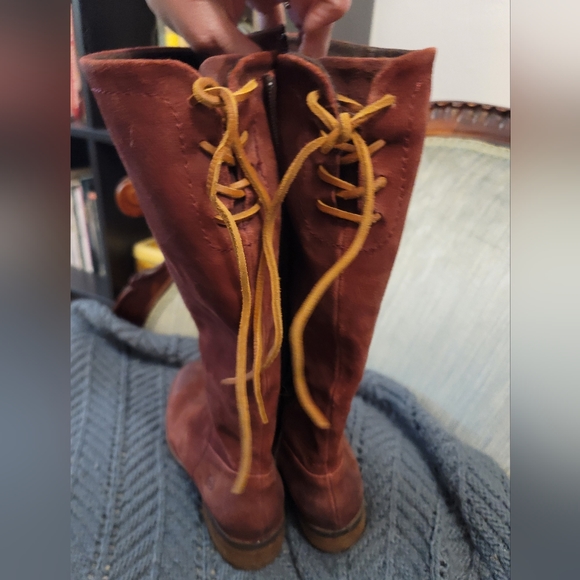Born Hayden Red Distressed Suede Boots Knee High Size 7.5 - Picture 13 of 15